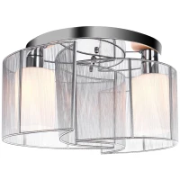 HOMCOM Modern Chandelier, Semi-Flush Mount Ceiling Light with 2 Light, E27 Bulb Base for Hallway, Dining Room, Living Room, White and Silver(m-1)