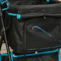 PawHut Dog Pram Dog Stroller Pet Pushchair Foldable with Brake, Cupholder, Safety Leash, for Miniature Dogs(m-9)