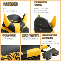 Vinsetto High-Back Gaming Chair Swivel Home Office Computer Racing Gamer Desk Chair Faux Leather with Footrest, Wheels, Black Yellow(m-8)