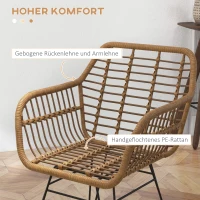 HOMCOM 2-er-Set Stühle im Boho-Stil, Küchenstühle, PE-Rattan, 56 x 60 x 79 cm, Natur + Schwarz(m-5)
