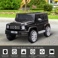 HOMCOM Coche Eléctrico para Niños de Batería 12 V BENZ G500 con Control Remoto Música Bocina  3-5 km/h Carga 30 kg Negro(m-4)