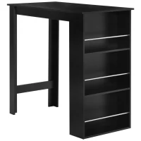 HOMCOM Table de bar table haute de cuisine mange-debout comptoir - dim. 112L x 57l x 106H cm - 3 étagères - noir(m-1)