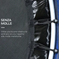 HOMCOM Tappeto Elastico per Bambini da 3 Anni con Rete di Protezione e Corde Bungee Ø140x160Acm, Blu(m-7)