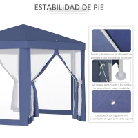Outsunny Carpa Hexagonal con Mosquiteras con Cremallera para Jardín y Terraza Gazebo tipo Cenador 197 cm cada Lado Azul(m-5)