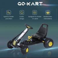 HOMCOM Gokart mit verstellbarem Sitz Tretauto Tretfahrzeug mit Handbremse Pedal Gokart Pedalfahrzeug ab 3 Jahre Kinder Schwarz 95 x 66,5 x 57 cm(m-4)