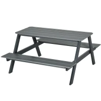 Outsunny Bierzeltgarnitur Sitzgruppe für 4 Personen 2-in-1 Design Biertisch mit 2 Bierbänken, dunkelgrau, 150x140x74 cm(m-10)