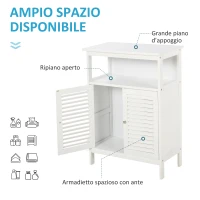 kleankin Mobiletto da Bagno Impermeabile con 2 Ripiani e Armadietto MDF Bianco(m-4)