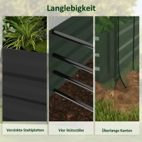 Outsunny Hochbeet mit Vogelschutznetz und Sonnenschutz, Metall-Gehäuse, 230x110x110 cm, Grau/Grün/Schwarz(m-7)