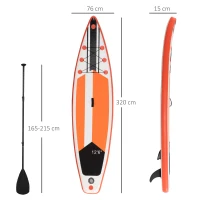 Outsunny 10'6" x 30" x 6" Inflatable Stand Up Paddle Board, Non-Slip Deck Board with Adj Paddle, ISUP Accessories and Carry Bag, for Youth Adults Beginner, White(m-3)