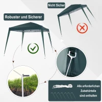 Outsunny Faltpavillon 2,4x2,4m Pavillon Faltzelt mit UV-Schutz, Partyzelt inkl. Tragetasche für Garten, Balkon, Stahl Grün(m-6)