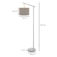 HOMCOM Metal Frame Floor Lamp with 350 Degree Rotating Lampshade, for Living Room and Bedroom, LED Bulb Included, Grey(m-3)