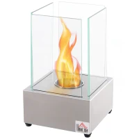 HOMCOM Ethanol-Kamin Bio-Ethanol-Brenner 0,4L 2 Stdn. Brenndauer kein Rauch Edelstahl 20 x 20 x 33 cm(m-10)