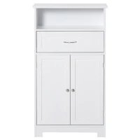 kleankin Meuble Bas de Salle de Bain sur Pied 2 Portes étagère tiroir Niche MDF Blanc(m-10)