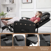 HOMCOM Massagesessel Elektrisch Relaxsessel Fernsehsessel Massagefunktion 5 Massage-Modi Liegefunktion Kunstleder Holz Metall Schaumstoff Schwarz 84 x 92 x 109 cm(m-8)