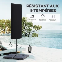 Outsunny Housse de protection imperméable pour parasol droit avec fermeture éclair et cordon de serrage polyester oxford noir(m-4)