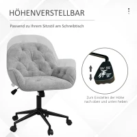 Vinsetto Bürostuhl Schreibtischstuhl Computerstuhl, höhenverstellbar, Samt-Optik, Grau(m-4)