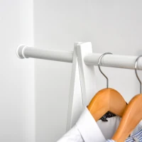 HOMCOM Kleiderständer mit Schuhablage, Kleiderstange, Garderobenständer, Stahl, Weiß, 107,5 x 45 x 150(m-8)