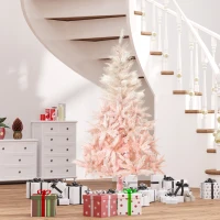 HOMCOM 6FT Pink Artificial Christmas Tree Holiday Home Decoration Ornament w/ Metal Stand Fully Pretty Home Office Joy(m-10)