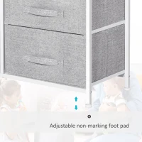 HOMCOM 5 Drawer Linen Basket Storage Unit Home Organisation w/ Shelf Handles Metal Frame Adjustable Feet Hallway Home Dresser Grey(m-6)
