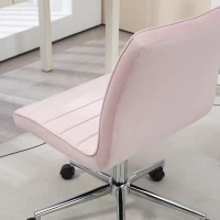 HOMCOM Bürostuhl Office-Stuhl Schreibtischstuhl, höhenverstellbar, Samtoptik, 51 cm x 64 cm x 78-88 cm, Rosa(m-7)
