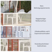 Outsunny Gartenpavillon, bis 15 Personen, Softtop, Fliegennetze, Stahlrahmen, beige, 296 x 296 x 260 cm(m-5)