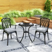 Outsunny Three-Piece Cast Aluminium Bistro Set - Black(m-9)