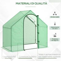 Outsunny Serra da Giardino con Porta a Cerniera e Presa d'Aria, 4 Funi e Paletti Inclusi, 180x100x168 cm, Verde(m-5)
