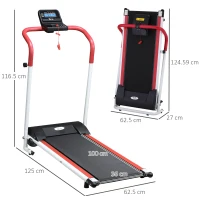 HOMCOM Tapis Roulant Elettrico Professionale Pieghevole Salvaspazio con Schermo LCD, per Casa e Ufficio, Velocità 10km/h(m-3)