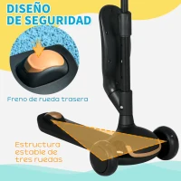 AIYAPLAY Patinete para Niños 2 en 1 con Altura Ajustable Ruedas Brillantes para +18 Meses Carga 50kg 58x31x64-79cm Negro(m-6)
