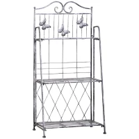 Scaffale Fioriera 3 Ripiani Pieghevole da Giardino Balcone, Metallo, Argento, 44x25x96 cm(m-10)
