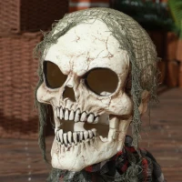 HOMCOM 70cm Groundbreaker Skeleton Halloween Animatronic, with Glowing Eyes(m-8)