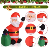 HOMCOM Papa Noel Inflable 70x45x120cm Luces LED + Bolsa Regalo Decoracion Navidad Santa(m-7)