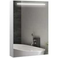 HOMCOM Spiegel-Badschrank, LED-beleuchtet, Anti-Beschlag, 50x13x70cm, Silber(m-10)