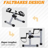 HOMCOM Mini Heimtrainer Beintrainer Fitness Pedaltrainer Armtrainer faltbar Mini-Bike stufenloser Widerstand für Hilfsrehabilitation und Mobilität Stahl Silbergrau 33 x 34 x 32 cm(m-6)
