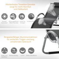 Outsunny Gartenliegen mit Kissen Sonnenliege Relaxliege ergonomisch Aluminium Texteline Schwarz 160 x 60 x 65 cm(m-4)