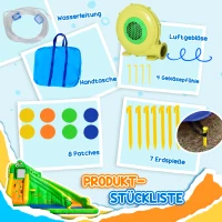 Outsunny Aufblasbare Hüpfburg mit Gebläse Wasserrutsche Spielpool Aufblasbare Wasserspielcenter mit Rutsche Wasserpark aufblasbar Planschbecken ab 3 Jahre 380 x 285 x 225 cm(m-7)