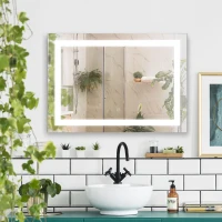 HOMCOM Badspiegel mit Beleuchtung 80x60 cm LED Spiegel Wandspiegel Wasserdicht Lichtspiegel für Badezimmer Silber(m-6)