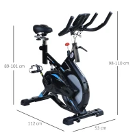 HOMCOM Stationary Exercise Bike w/ iPad Holder, LCD Monitor, Comfortable Seat, Indoor Cycling Training Bike, 13KG Flywheel,  Home Office, Black(m-3)