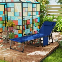 Outsunny Five-Position Reclining Sun Lounger - Dark Blue(m-2)