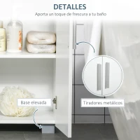 kleankin Armario de Baño con 2 Puertas y 2 Estantes Ajustables de 7 Niveles Mueble Auxiliar de Almacenaje para Salón Cocina Antivuelco 60x30x80 cm Blanco(m-6)