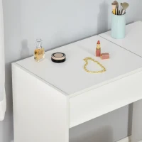 HOMCOM Coiffeuse Table de Maquillage Design Contemporain 80L x 40l x 79H cm Miroir escamotable, tiroir, Coffre + Tabouret Blanc(m-8)