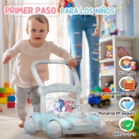 AIYAPLAY Andador para Bebés de 1-3 Años con Altura Ajustable Música Ruedas Antideslizantes Luces Manillar Desmontable Azul Claro(m-4)