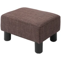 HOMCOM Linen Fabric Footstool Ottoman Cube with 4 Plastic Legs, Brown(m-11)