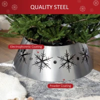 HOMCOM Christmas Tree Collar, 66cm Christmas Tree Base Cover with Hollow Snowflake Patterns, Xmas Decoration for Party, Holiday, Home, Silver(m-5)