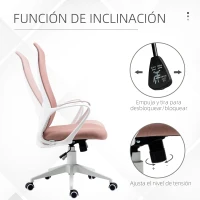 Vinsetto Silla de Oficina Giratoria Altura Ajustable con Reposabrazos Función de Basculante Respaldo Alto 62x56x110-119,5cm Rosa(m-5)