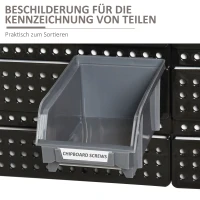 DURHAND Aufbewahrungs-System Wandregal mit Stapelboxen, 30 Boxen, 2 Lochplatten, 37,5 cm x 18 cm x 63 cm, Rot + Grau+ Schwarz(m-6)