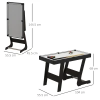 SPORTNOW 3.5ft Folding Pool Table, Snooker Table with Two Cues, 16 Balls, Chalk, Triangle, Brush - Grey(m-3)