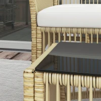 Outsunny Set da Giardino in Rattan da 4 Pezzi con 2 Poltroncine, Divano e Tavolino da Caffè, Naturale e Nero(m-7)