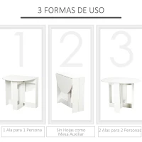 HOMCOM Mesa Plegable de Comedor Mesa de Cocina Plegable con 2 Alas Abatibles Mesa Plegable para 2-4 Personas 104x76x73,7 cm Blanco(m-4)
