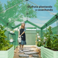Outsunny Invernadero de Túnel 6x3x2,8 m con 6 Ventanas Cubierta de PE Anti-UV y 2 Puertas Enrollables con Cremallera Verde(m-9)